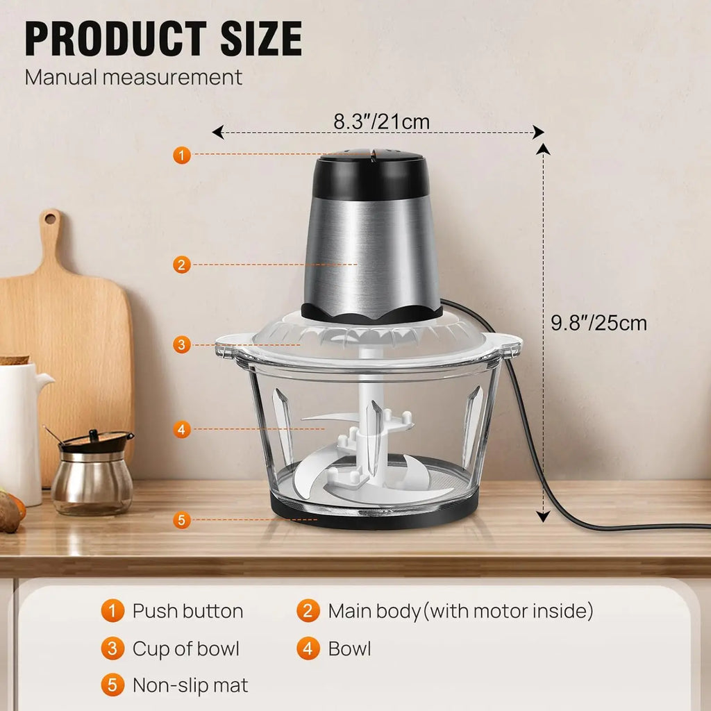 Electric Food Choppers and Dicers Mini Blender Food Processor 2L Glass Bowl Vegetable Grinder Meat Blender Meat Mincers