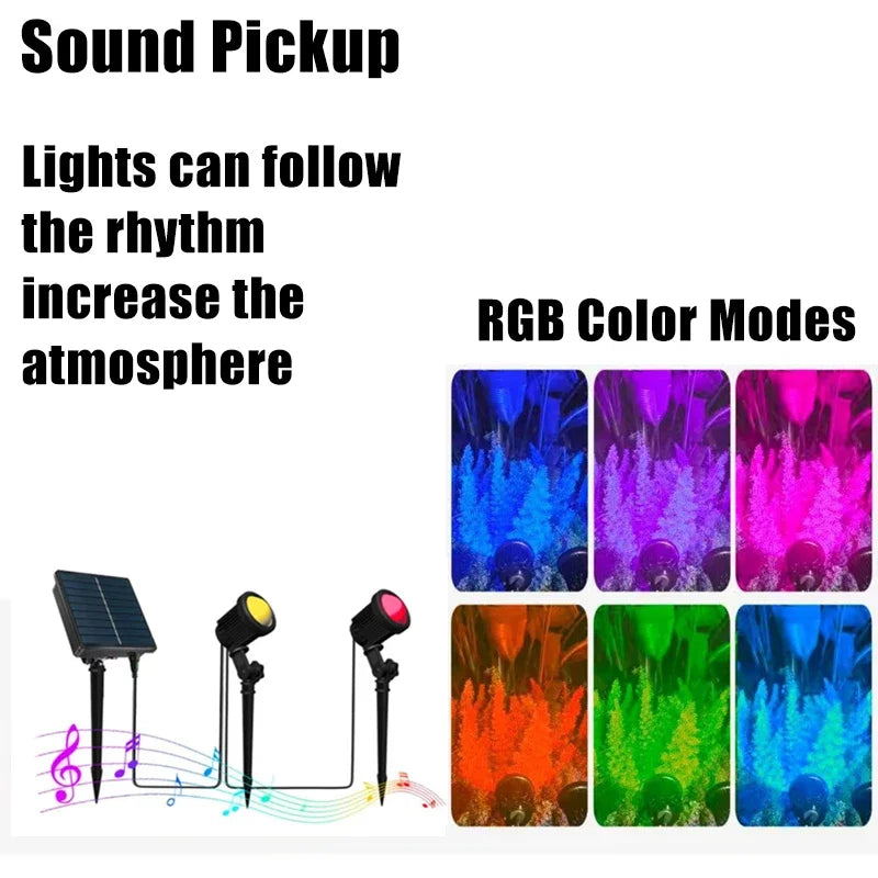 3000K/RGB Solar LED Light Outdoor Solar Spotlight Solar Garden Light Outdoor IP65 Waterproof Solar Power Light Wall Light