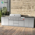 Custom Freely Combined 304 Stainless Steel Outdoor Kitchen With Built-in Refrigerator And Preparation Sink