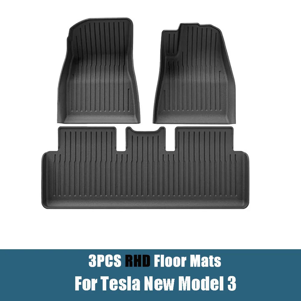 Floor Mats For Tesla Model 3 Highland 2025 All Weather Front Rear Cargo Liner Mat, Waterproof Anti-Slip Mats Accessories