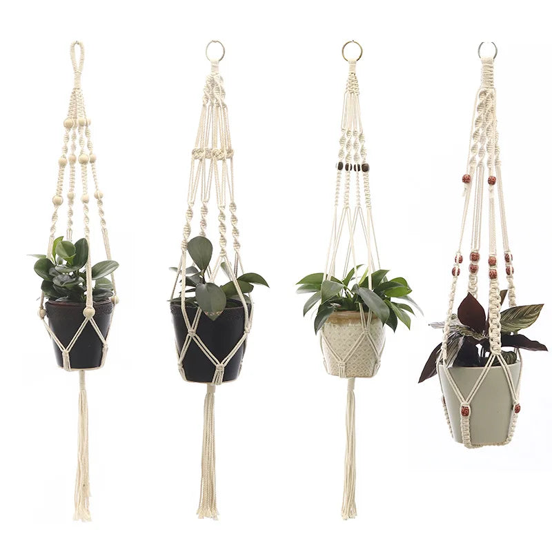 Hanging Plant Handmade Macrame Plant Hanger Flower Pot Planter Hanger Wall Decor Courtyard Garden Hanging Planter Hanging Basket