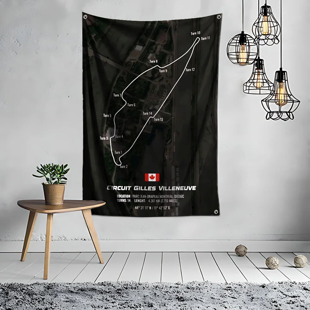 Ft Formula 1 Imola Monaco Circuit F1 Flag Polyester Digital Printing for Garage Wall Art Out Door Decoration With Grommets