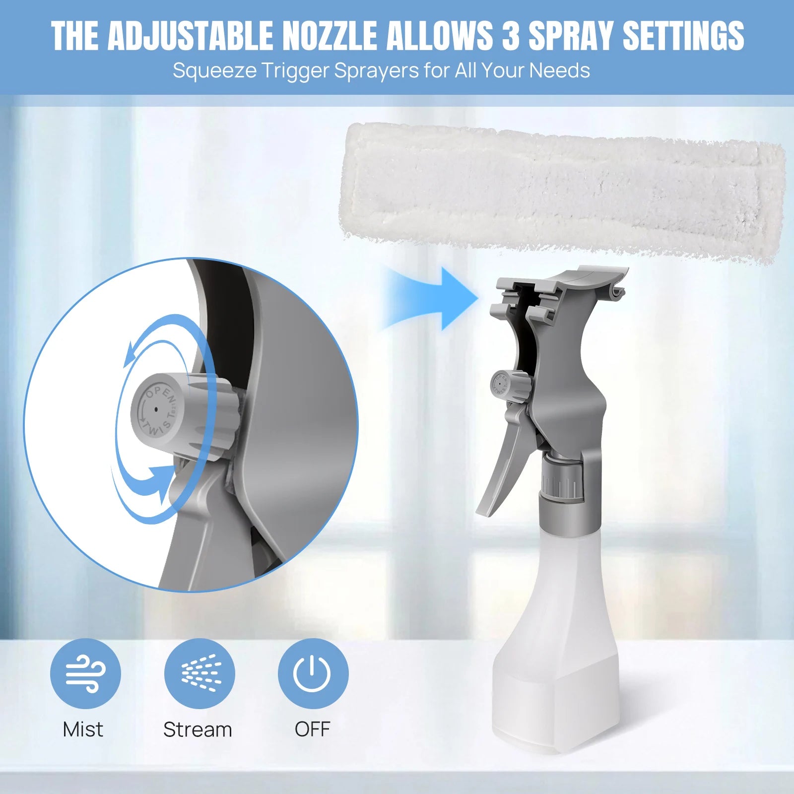 Cordless Window Vac Cleaner & Spray Bottle with Microfibre Cloth, Rechargeable Battery,for Windows, Tiles, Mirrors Cleaning