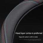 Full Leather Cover for All Seasons Auto Steering Wheel Cover Ultra-Thin Non-Slip Round Breathable Car Steering Wheel Protector