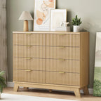 Fluted Dresser for Bedroom with 8 Drawers, 48" Wide Modern Chest of Drawers with Metal Handle, Wooden Dresser TV Stand, Wood