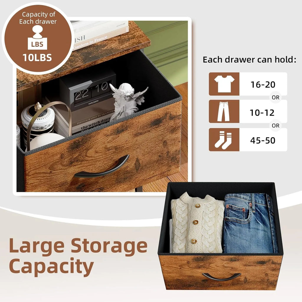 Tall Dresser for Bedroom with 4 Drawers, Storage Organizer Chest of Drawers with Removable Fabric Bins for Living Room Closet