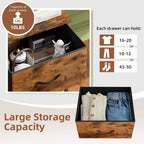 Tall Dresser for Bedroom with 6 Drawers and Side Pockets, Storage Organizer Chest of Drawers with Fabric Bins for Closet