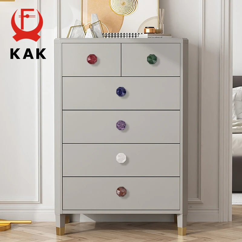 KAK 35mm Colorful Ceramic Cabinet Knobs and Handles Ruby Diamond Kitchen Handle Drawer Knobs for Kids Room Furniture Hardware
