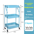 Foldable Storage Rack Small Cart Storage Rack Multi Layer Floor-standing Storage Rack Kitchen Snack Rack Toilet Mobile Storager