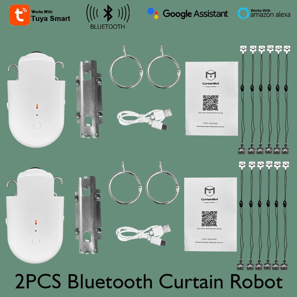 LifeLibero Tuya Smart Curtain Robot Bluetooth Curtain Motor Smart Life Fit to Electric Curtain Rail Track Rod I U Support Alexa