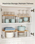 SONGMICS Cabinet Organizer Shelf, Set of 2 Kitchen Counter Shelves, Kitchen Storage, Spice Rack, Stackable, Expandable