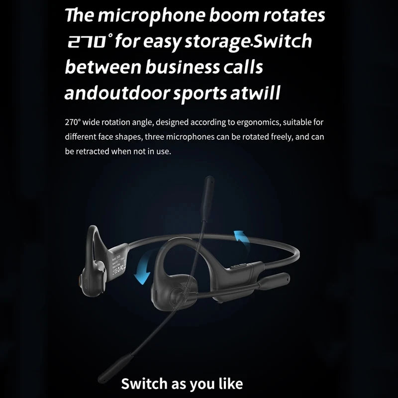 Professional air conduction HIFI sound quality wireless noise reduction Bluetooth headset with microphone suitable for work meet