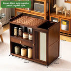 Mobile tea table Small tea table Kettle integrated tea cabinet Solid wood coffee table Tea cart Brewing tea table