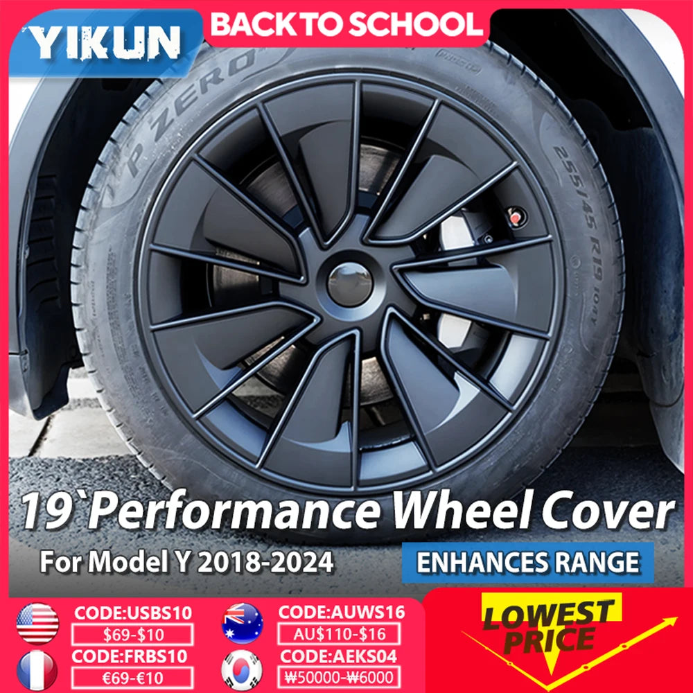4PCS Hub Cap for Tesla Model Y 19 Inch New Car Wheel Cover Replacement Performance Automobile Full Rim Car Accessories 2018-2024