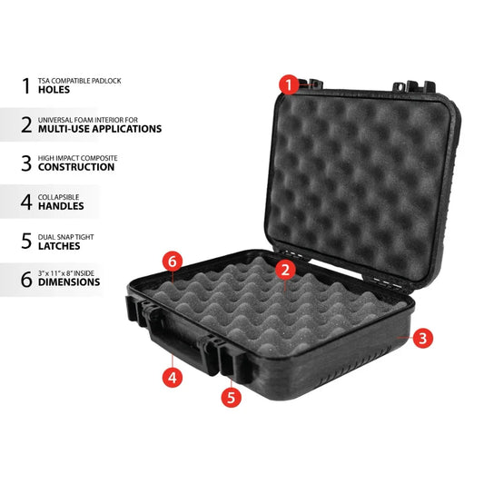 TSA Approved Hard Sided Handgun Case - All-Weather Black Pistol Protective Storage | AlluCanFind