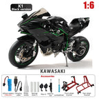 Key Start Dynamic Alloy Motorcycle Model With LED Sound And Smog Adjustable Throttle Model Motorbike Toy Desk Decoration Vehicle