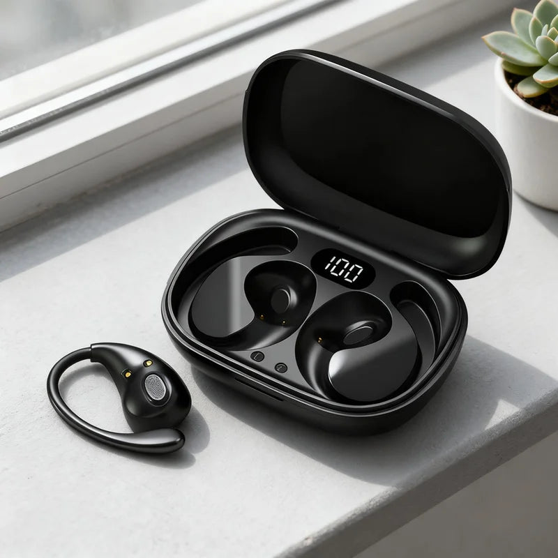 Bluetooth 5.4 Ear Hook Headphones TWS Wireless Earphones HiFi Stereo Waterproof Headsets LED Display Long Standby Touch Earbuds
