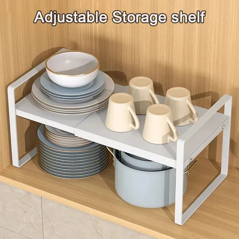 Home Household Space Saving Kitchen Cabinet Organizer Multi Level Expandable Storage Rack Layered Shelf for Seasonings Dishes