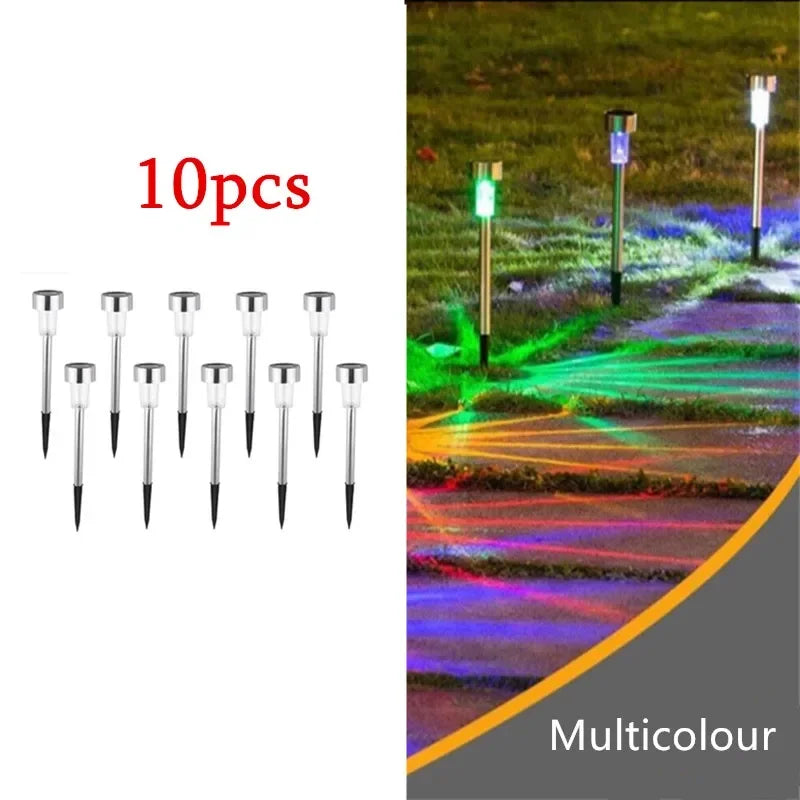 Fairy Light Solar Powered Lamp Outdoor Yard Lawn Decoration 10PCS Stainless Steel Solar Garden Light Lanter Landscape Lighting