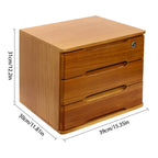 1/2/3 Tier Desktop Storage Box, Wooden Drawer Organizer with Lockable Drawers, No Assembly Required