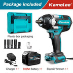 Kamolee 1800 N.M high torque wireless charging impact wrench 1/2inch brushless electric wrench compatible with Makita18V battery