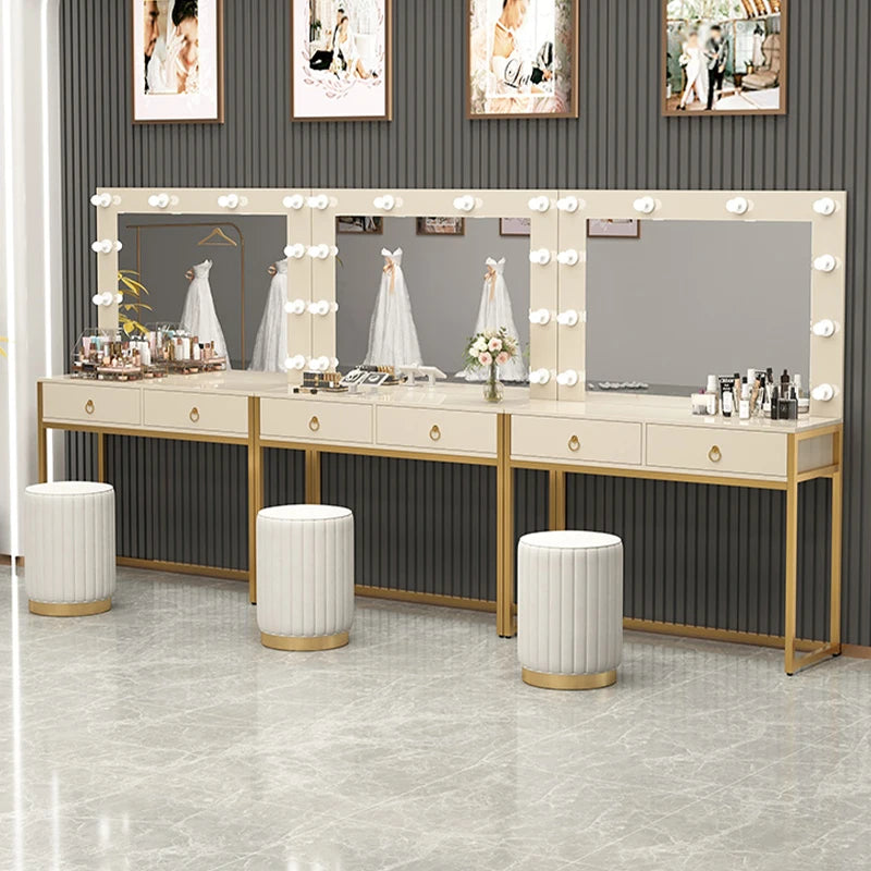 Photo studio dresser with lamp mirror integrated training school makeup table, hairdresser, beauty salon, wedding dress shop,