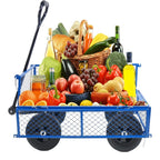 Solid Wheels 10" Flat Free Tires Steel Garden Wagon cart A Large-Capacity mesh with a Load of 1100LBS,with Detachable Side and n