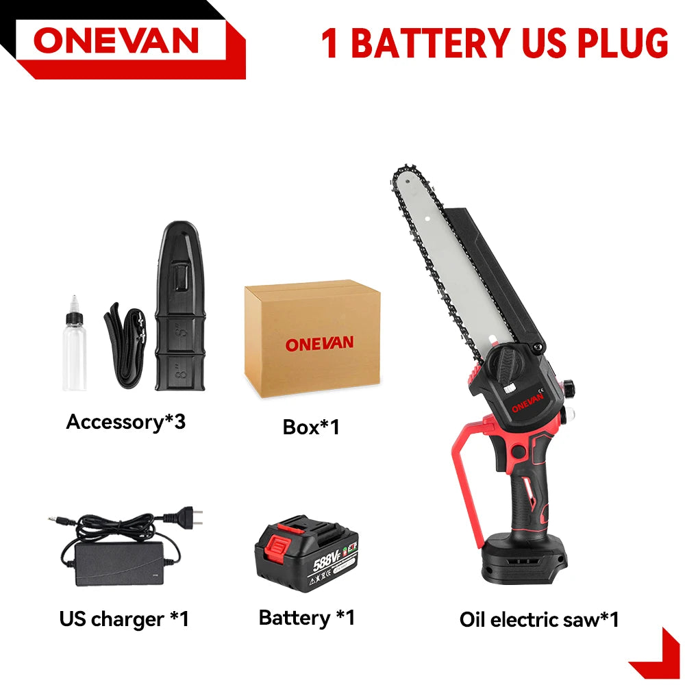 8Inch Brushless Electric Saw Cordless Oil Electric Chain Saw Digital Display Woodworking Power Tool For Makita 18V Battery Pin