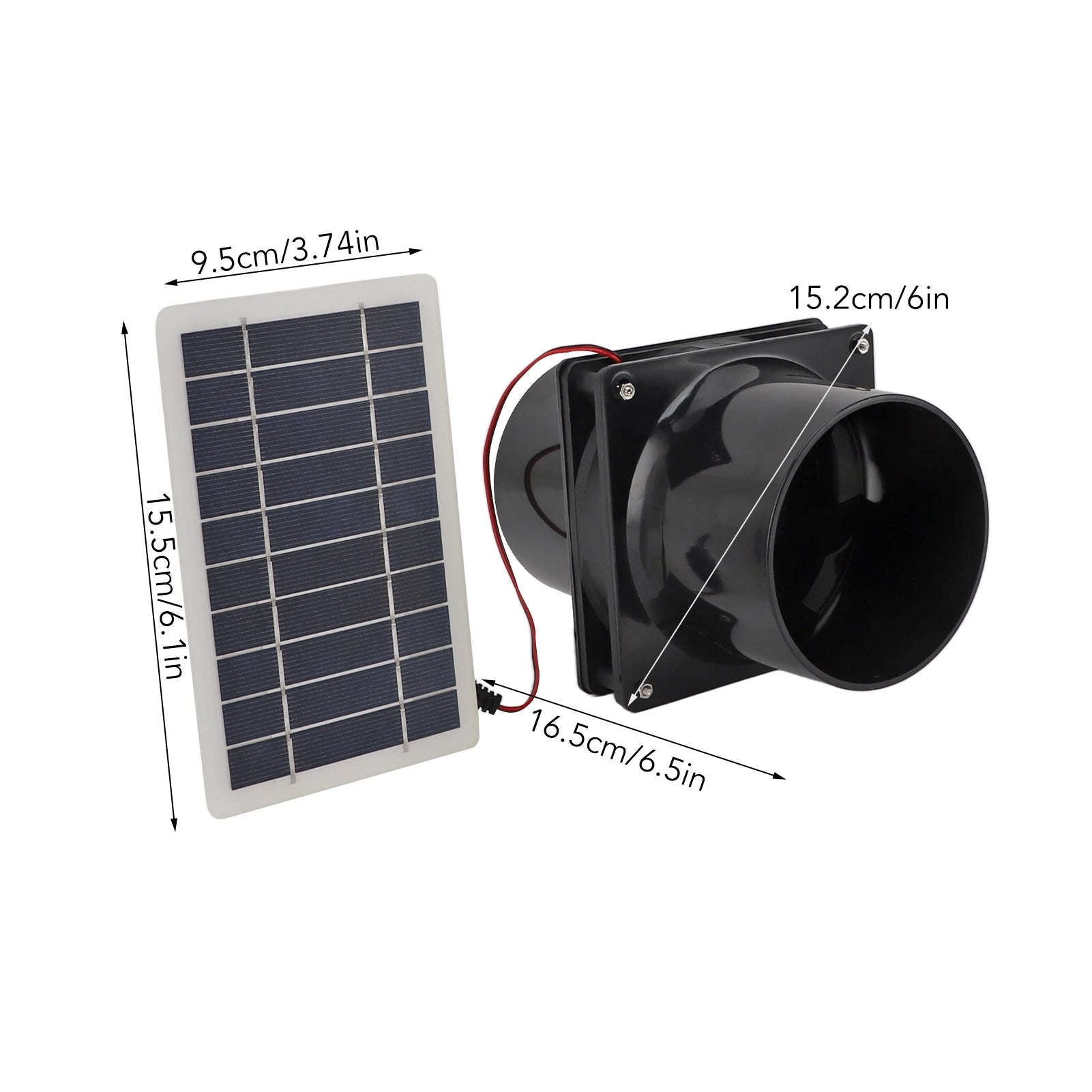 10W 12V Solar Powered Exhaust Fan for Round Pipe ABS Solar Panel Venti