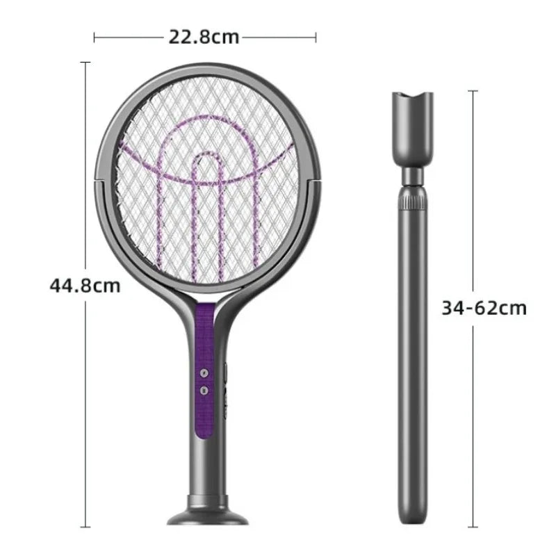 New 2-in-1 mosquito killer lamp multifunctional angle telescopic mosquito swatter USB rechargeable mosquito swatter bat swatter