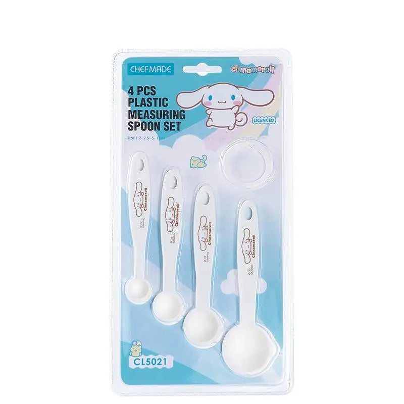 4 Piece Set Anime Hello Kitty & Cinnamoroll Double Scale Measuring Spoons Kitchen Baking Tools Cute Gift Household Accessories