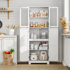 Bathroom wardrobe White, Bathroom wardrobe with 4 Doors and 6 Compartments, High wardrobe Kitchen wardrobe for bathroom, living room, Dining Room, B