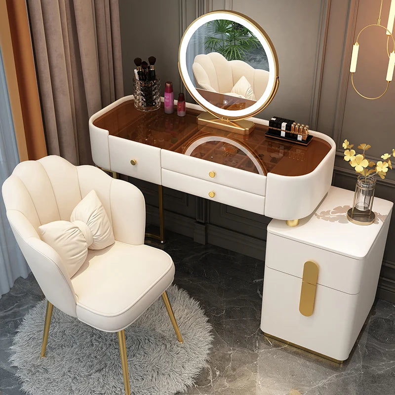 White Bedroom Vanity Table Makeup Mirror Chair Modern Organizer Dressing Table Cosmetics Cheap Penteadeira Trendy Furniture