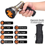 Hose Spray Nozzle 9 Adjustable Modes High Pressure Water Sprayer Slip Resistant Lawn Water Gun for Cleaning Watering Lawn Garden