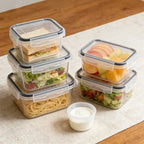 8Pcs Set Includes 4 Clear Containers and 4 Snap Lids Airtight Food Storage Box Kitchen Fridge Organizer for Baking Camping
