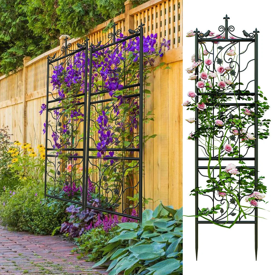 Metal Garden Trellis Tall Plant Climbing Fence for Vegetables Grapes and Flowers