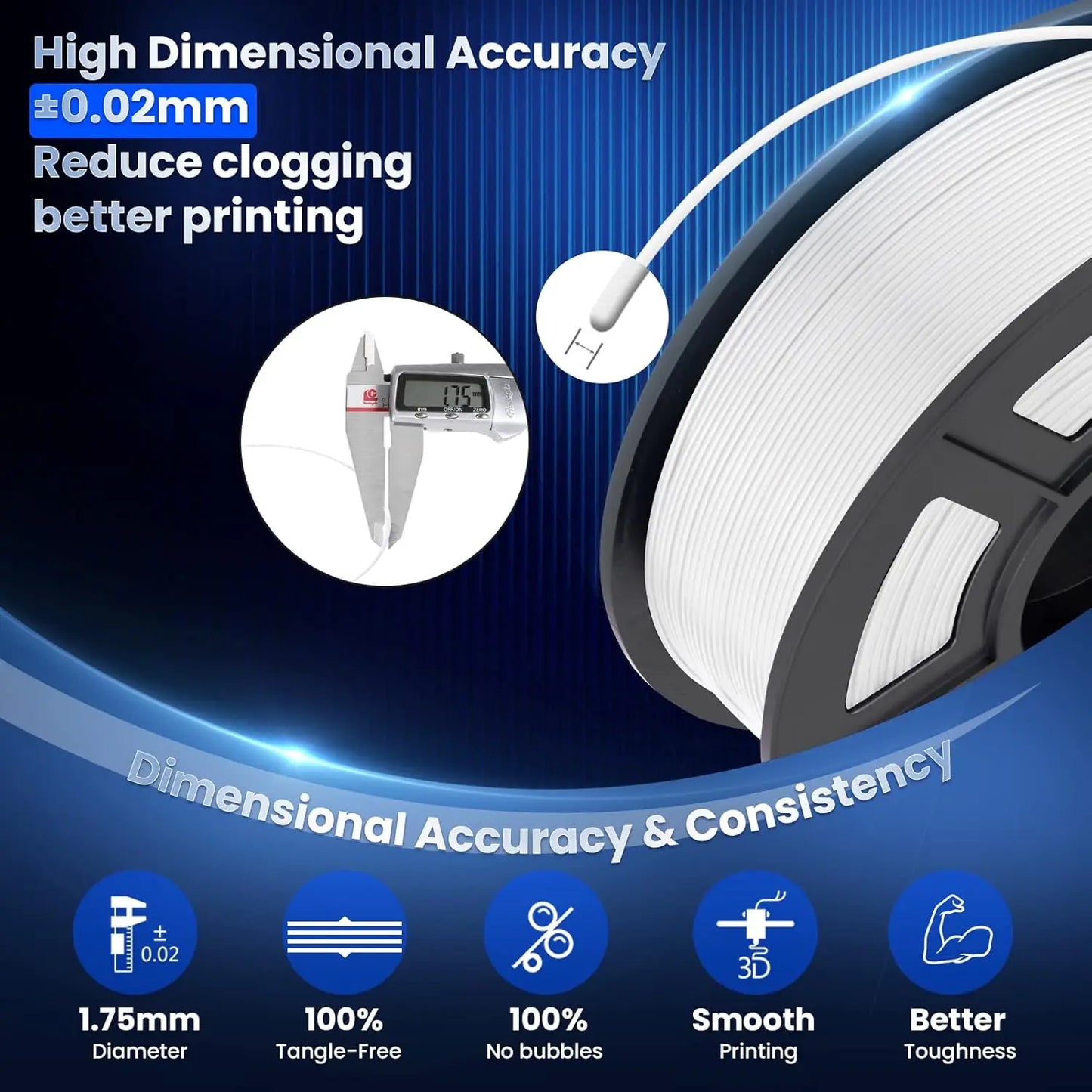 SUNLU PLA 3D Printer Filament 1.75mm - 10 Rolls x 1KG | Neatly Wound
