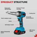 20000N Brushless Electric Rivet Gun 720W 2.4-5.0mm Cordless Rivet Nut Gun Drill Insert Auto Riveting Tool For Makita Battery Pin