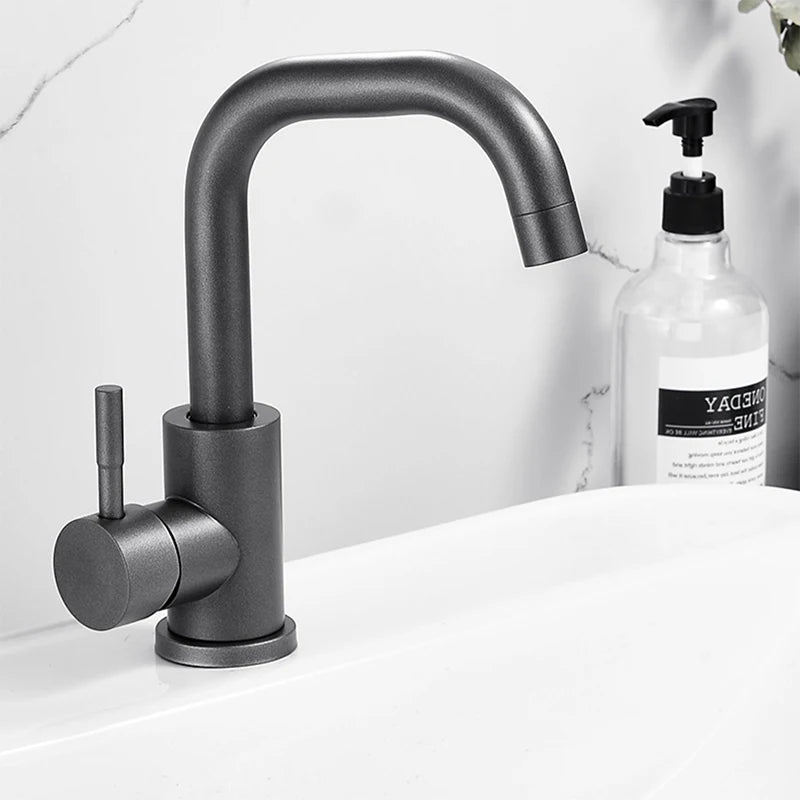 Suguword Bathroom Basin Faucet Stainless Steel Hot Cold Wash Mixer Crane Tap Rotation Sink Faucets Single Handle
