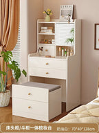 Bedroom Cream Style Dressing Table, Solid Wood Dressing Table, Small Bedside Table, Small Storage Cabinet Dressers for Bedroom