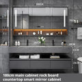 Light Luxury Panel Intelligent Bathroom Cabinet Meuble Rock Salle De Bain Wood Washbasin Double Basin Bathroom Cabinet Home