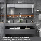 Light Luxury Panel Intelligent Bathroom Cabinet Meuble Rock Salle De Bain Wood Washbasin Double Basin Bathroom Cabinet Home