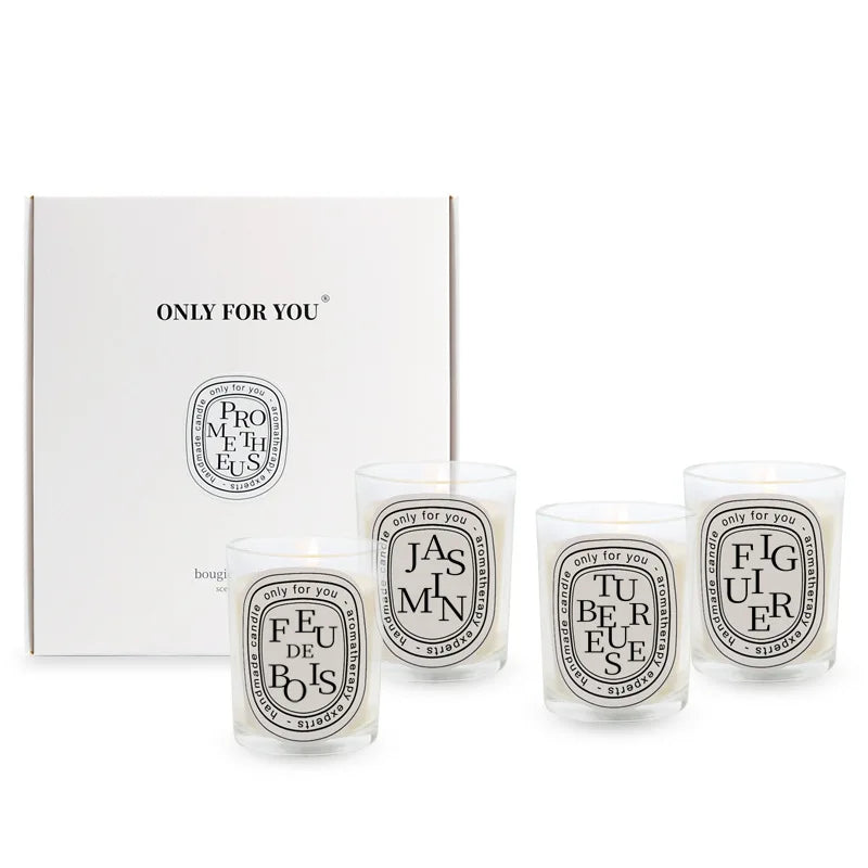 4Pcs Gift Box Set Handmade Clear Scented Candle Companion Return Christmas Gift Fragrance Romantic Candle Lamp Table Incense