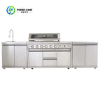 Customized Outdoor Kitchen Cabinet with Gas & Charcoal BBQ Grills 304 Stainless Steel Outdoor Kitchen Island Premium Modular