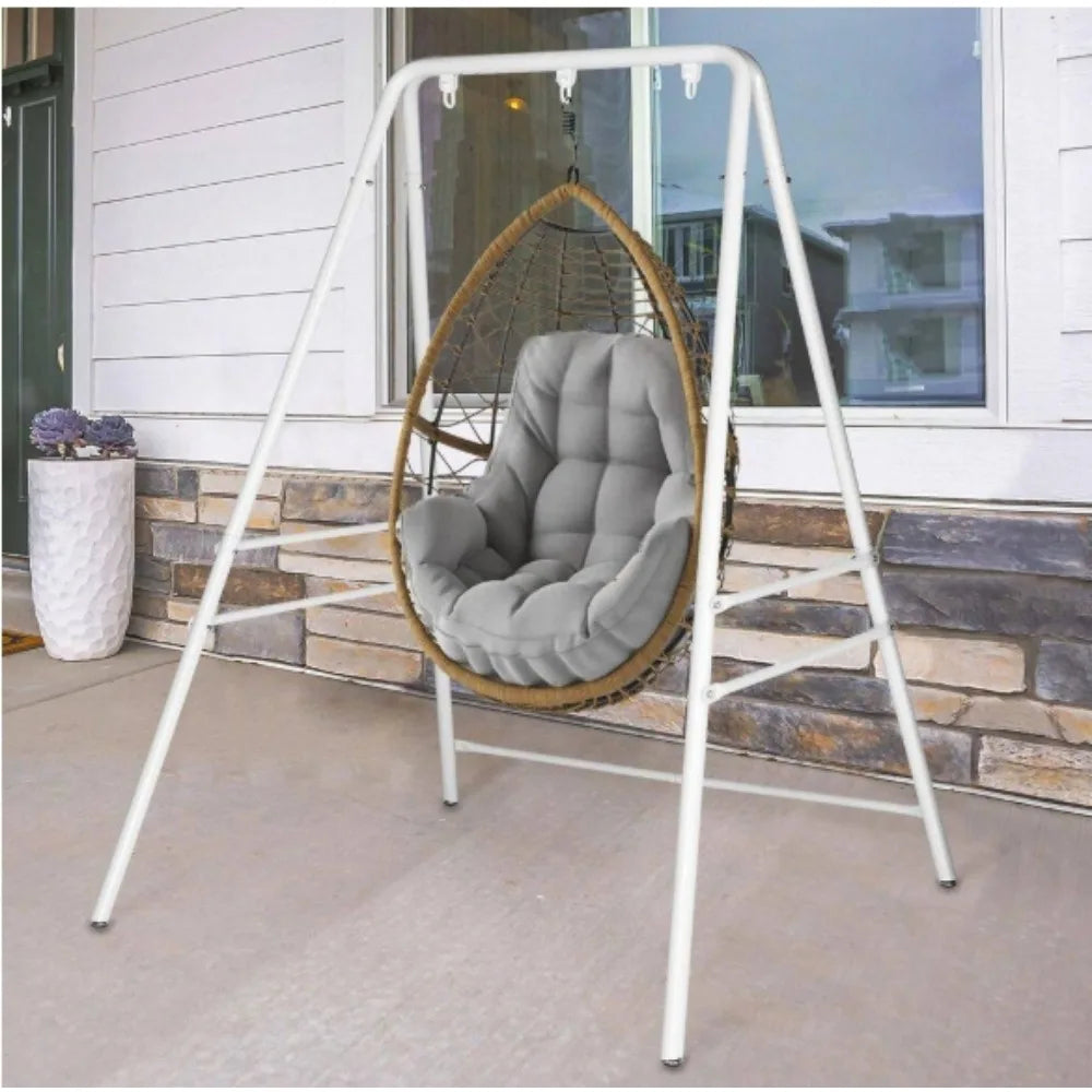 5.9 ft. Metal Hammock Stand in White for Hanging Chair, Outdoor Indoor Bedroom Patio Garden Balcony