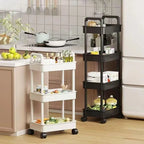 5-Layer Mobile Trolley Kitchen Storage Shelf, Floor Standing Multi-Tier Rack for Books Snacks Fruits Vegetables Organizer