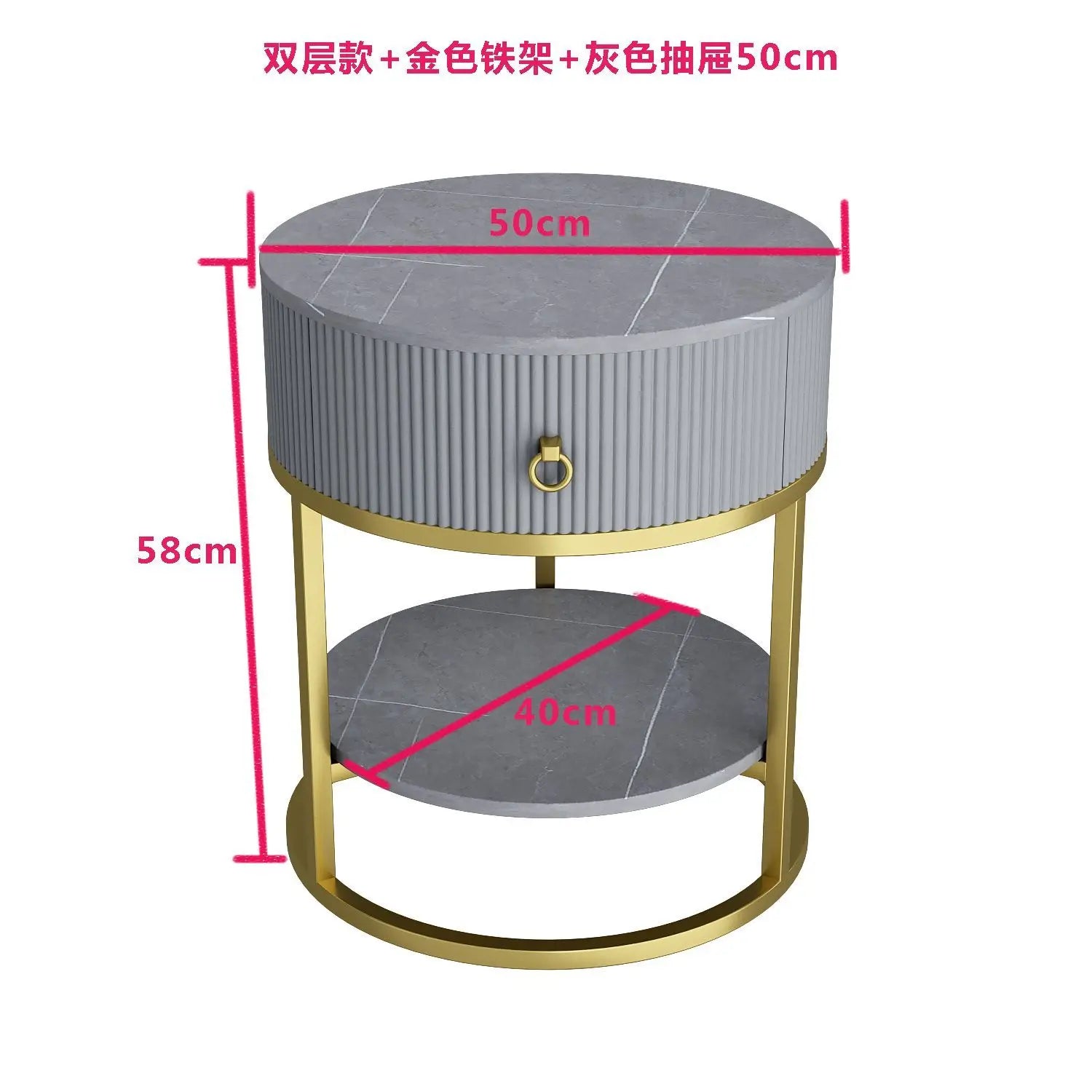 Modern Minimalist Round Slate Drawer Table: High-End Appeal, Perfect as Side Table or Bedside Cabinet