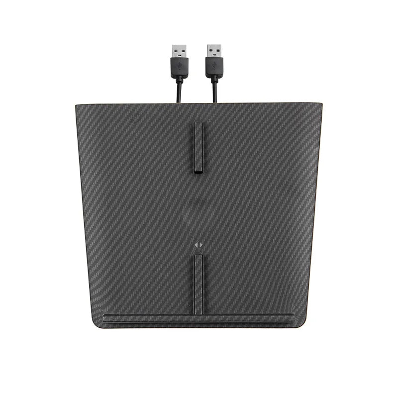 For tesla model 3 17-20 Carbon Fiber ABS Fast Wireless Phone Charger Dual USB Ports Center Console Fast Charging Pad