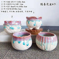 4/6pcs Creative Succulent Planters Succulent Pot Ice Cracked Flow Glaze Peach Egg Ceramic Green Plant Pot Planter Flower Pot