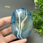 Natural Blue Agate Palm Play Healing Spiritual Meditation Chakra Witchcraft Prayer Energy Feng Shui Home Decor Gift